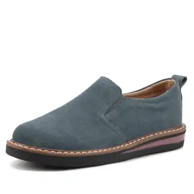 Size 4.5-10 Women Casual Slip On Suede Loafers Genuine Leather