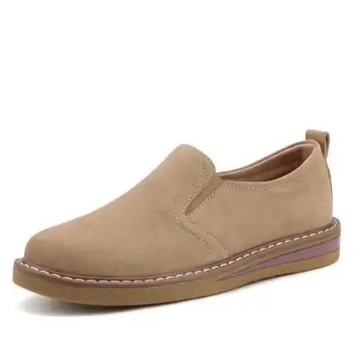 Size 4.5-10 Women Casual Slip On Suede Loafers Genuine Leather