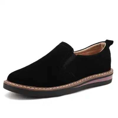 Size 4.5-10 Women Casual Slip On Suede Loafers Genuine Leather