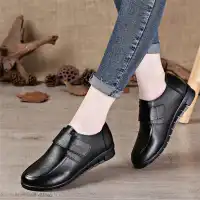 Size:4.5-12 Women Fashion Leather Mid Heel Loafers