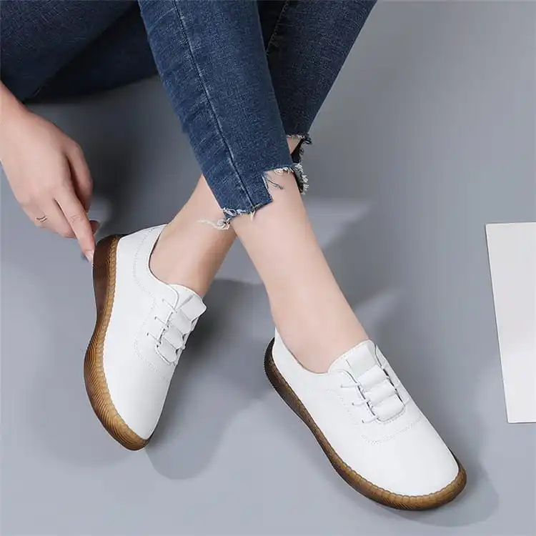 Women's Casual Flat Lace-up Loafers in Genuine Leather