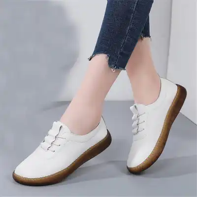 Women's Casual Flat Lace-up Loafers in Genuine Leather