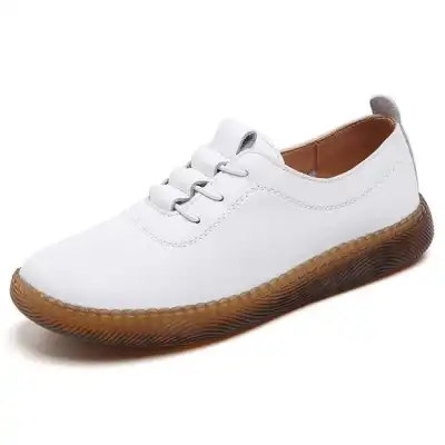 Women's Casual Flat Lace-up Loafers in Genuine Leather