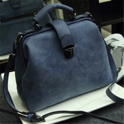 Women Retro Large Capacity Rhombus Stitching Doctor Bag Handbag
