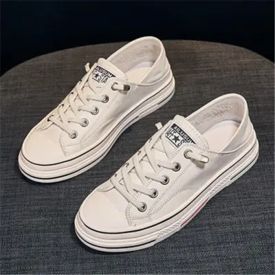 Women's Fashion Color Blocking Patchwork Genuine Leather Sneakers Low Top Flat Heel