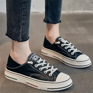 Women's Fashion Color Blocking Patchwork Genuine Leather Sneakers Low Top Flat Heel