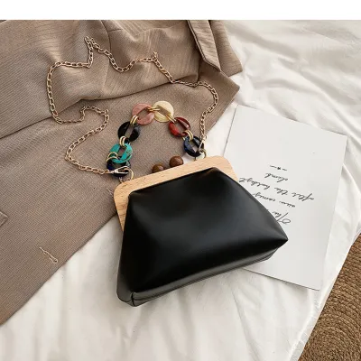 Women Fashion Metal Chain Shell Shape Handbag Crossbody Bag