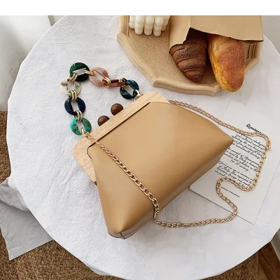 Women Fashion Metal Chain Shell Shape Handbag Crossbody Bag