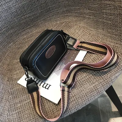 Women Vintage Solid Color Wide Straps Crossbody Bag
