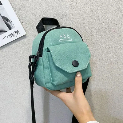 Women Fashion Color Blocking Patchwork Canvas Crossbody Bag with Zipper