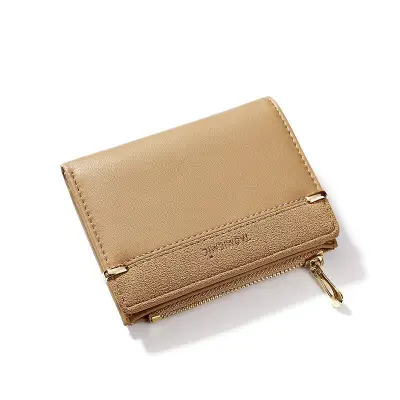 Women's Solid Color Zipper Bifold Mini Wallet