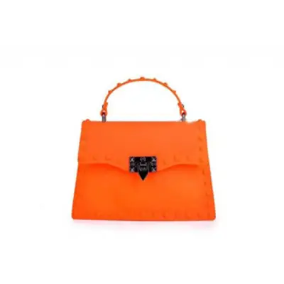 Women Fashion Metal Decorative Rivet Handle Square Shoulder Bag with PVC Material