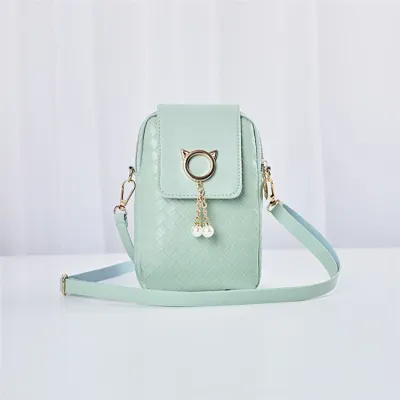 Women Fashion Geometric Suture Imitation Pearl Tassel Crossbody Bag