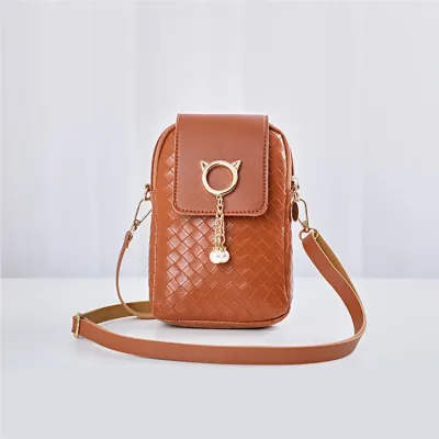 Women Fashion Geometric Suture Imitation Pearl Tassel Crossbody Bag