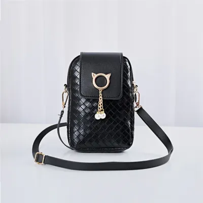 Women Fashion Geometric Suture Imitation Pearl Tassel Crossbody Bag