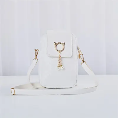 Women Fashion Geometric Suture Imitation Pearl Tassel Crossbody Bag