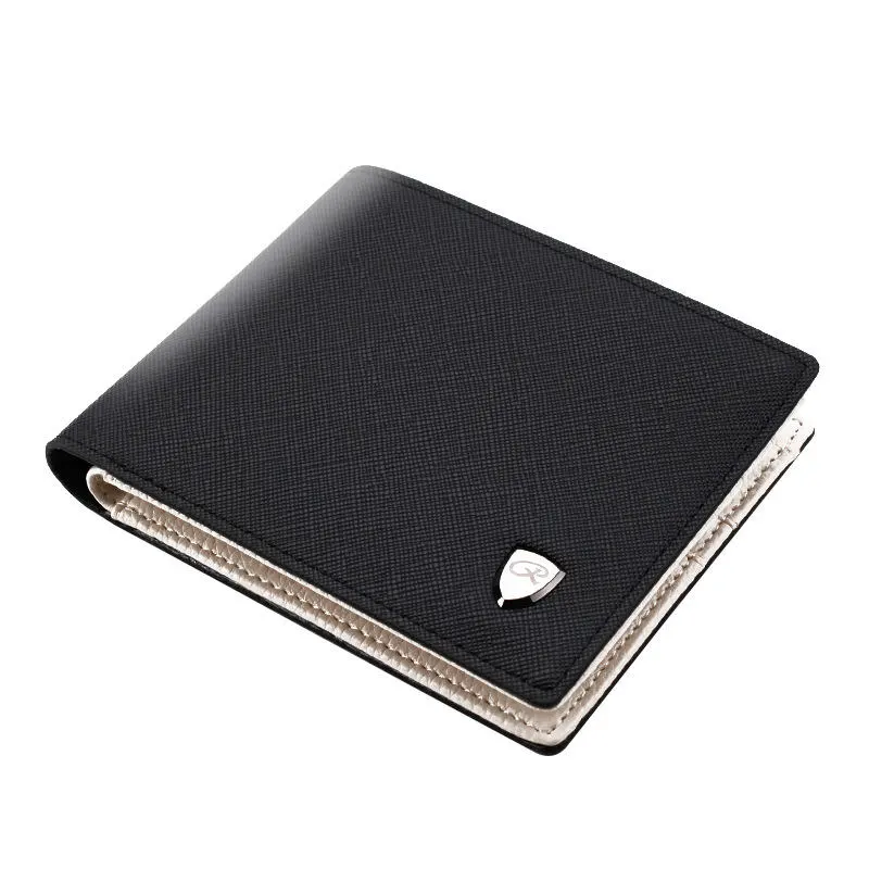 Men Fashion Cross Striped Bi-fold PU Leather Wallet