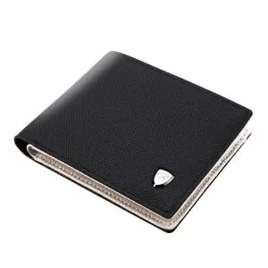 Men Fashion Cross Striped Bi-fold PU Leather Wallet