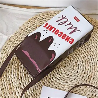 Women's Fashion Cartoon Milk Crossbody Bag PU Vertical Square Messenger