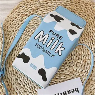 Women's Fashion Cartoon Milk Crossbody Bag PU Vertical Square Messenger