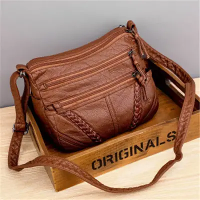 Women Fashion Large Capacity Patchwork PU Shoulder Bag
