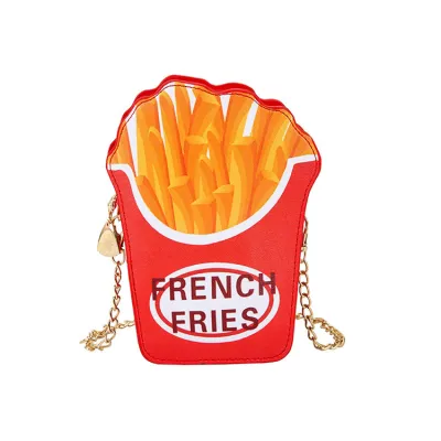 Women Creative Hamburger French Fries Metal Chain Crossbody Bag