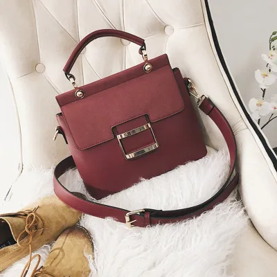 Women Solid Color Frosting PU Square Shoulder Bag