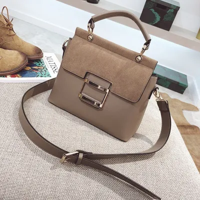 Women Solid Color Frosting PU Square Shoulder Bag