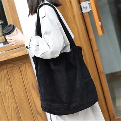 Women Leisure Large Capacity Simple Corduroy Shopping Bag
