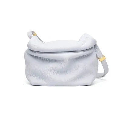 Women Fashion Solid Color Zipper Bags Genuine Leather Cloud Shape Urban Simplicity