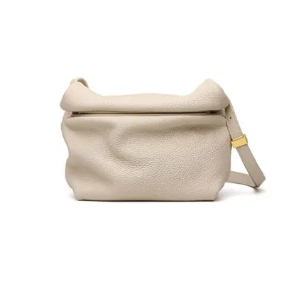 Women Fashion Solid Color Zipper Bags Genuine Leather Cloud Shape Urban Simplicity