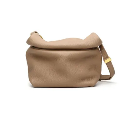 Women Fashion Solid Color Zipper Bags Genuine Leather Cloud Shape Urban Simplicity