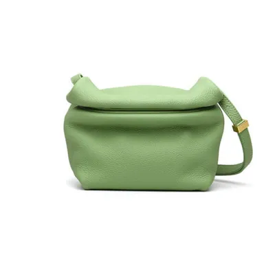 Women Fashion Solid Color Zipper Bags Genuine Leather Cloud Shape Urban Simplicity