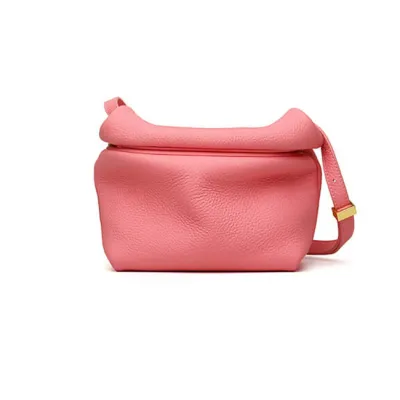 Women Fashion Solid Color Zipper Bags Genuine Leather Cloud Shape Urban Simplicity