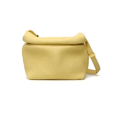 Women Fashion Solid Color Zipper Bags Genuine Leather Cloud Shape Urban Simplicity