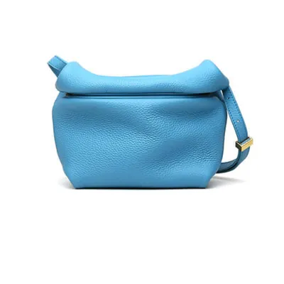 Women Fashion Solid Color Zipper Bags Genuine Leather Cloud Shape Urban Simplicity