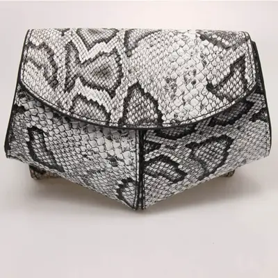 Women Fashion Snakeskin Printed PU Flap Chest Bag