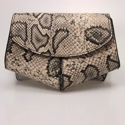 Women Fashion Snakeskin Printed PU Flap Chest Bag