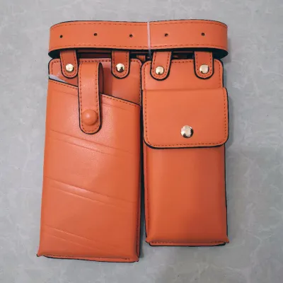 Women Fashion Hip Hop PU Motorcycle Waist Bag Solid Color