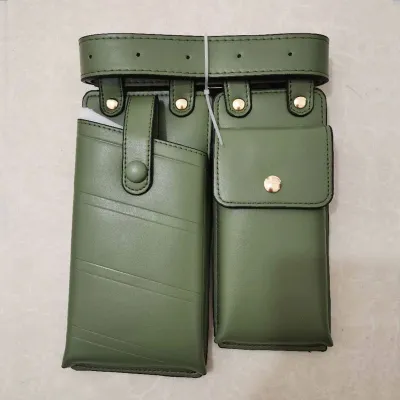 Women Fashion Hip Hop PU Motorcycle Waist Bag Solid Color