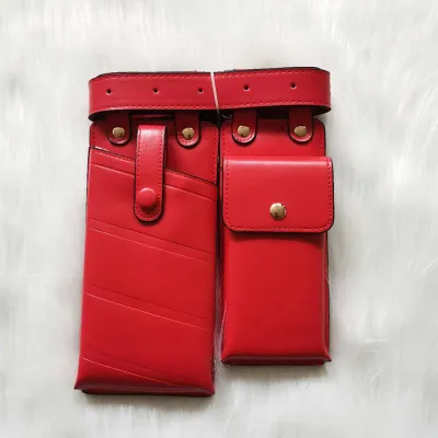 Women Fashion Hip Hop PU Motorcycle Waist Bag Solid Color