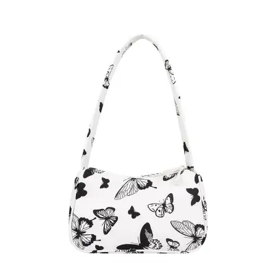 Women Street Fashion Canvas Shoulder Bag Animal Printed Medium Zipper