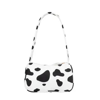 Women Street Fashion Canvas Shoulder Bag Animal Printed Medium Zipper