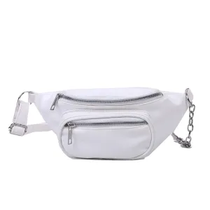 Women Simple Solid Color PU Leather Chest Bags