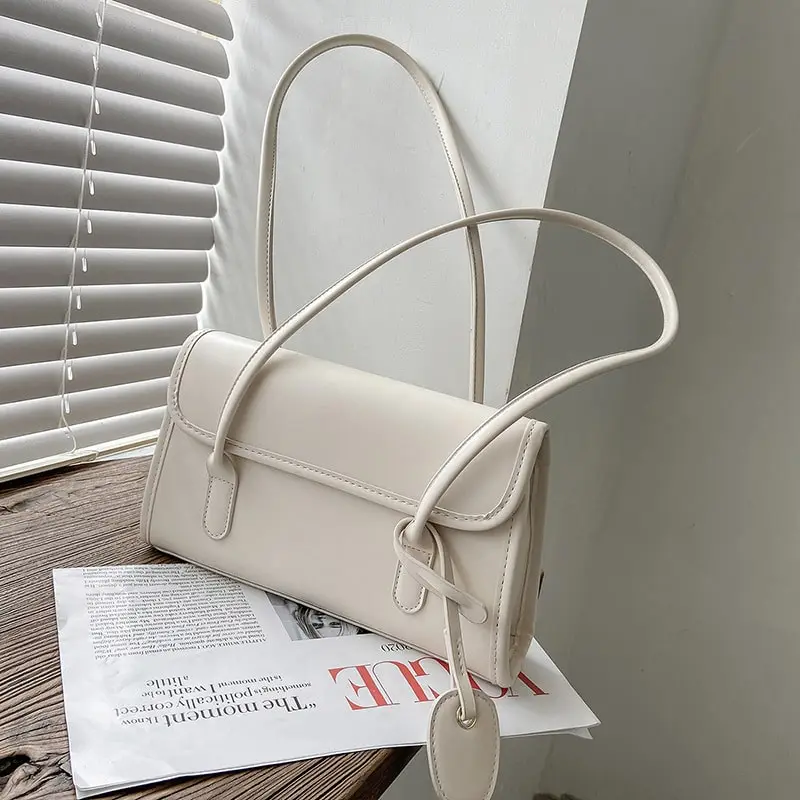 Women Fashion Solid Color PU Baguette Underarm Bag