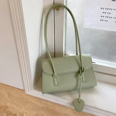 Women Fashion Solid Color PU Baguette Underarm Bag