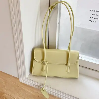 Women Fashion Solid Color PU Baguette Underarm Bag