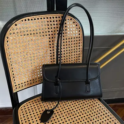 Women Fashion Solid Color PU Baguette Underarm Bag