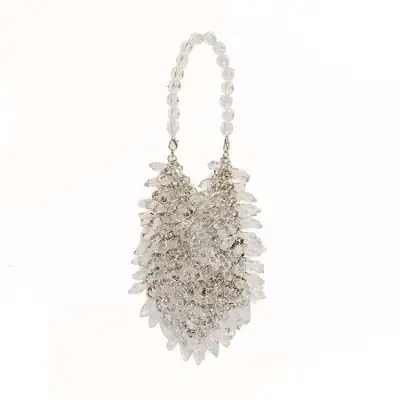 Women Fashion Acrylic Beaded Handle Evening Bag