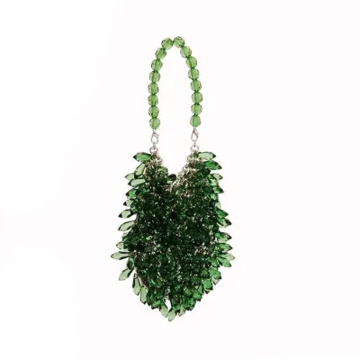 Women Fashion Acrylic Beaded Handle Evening Bag